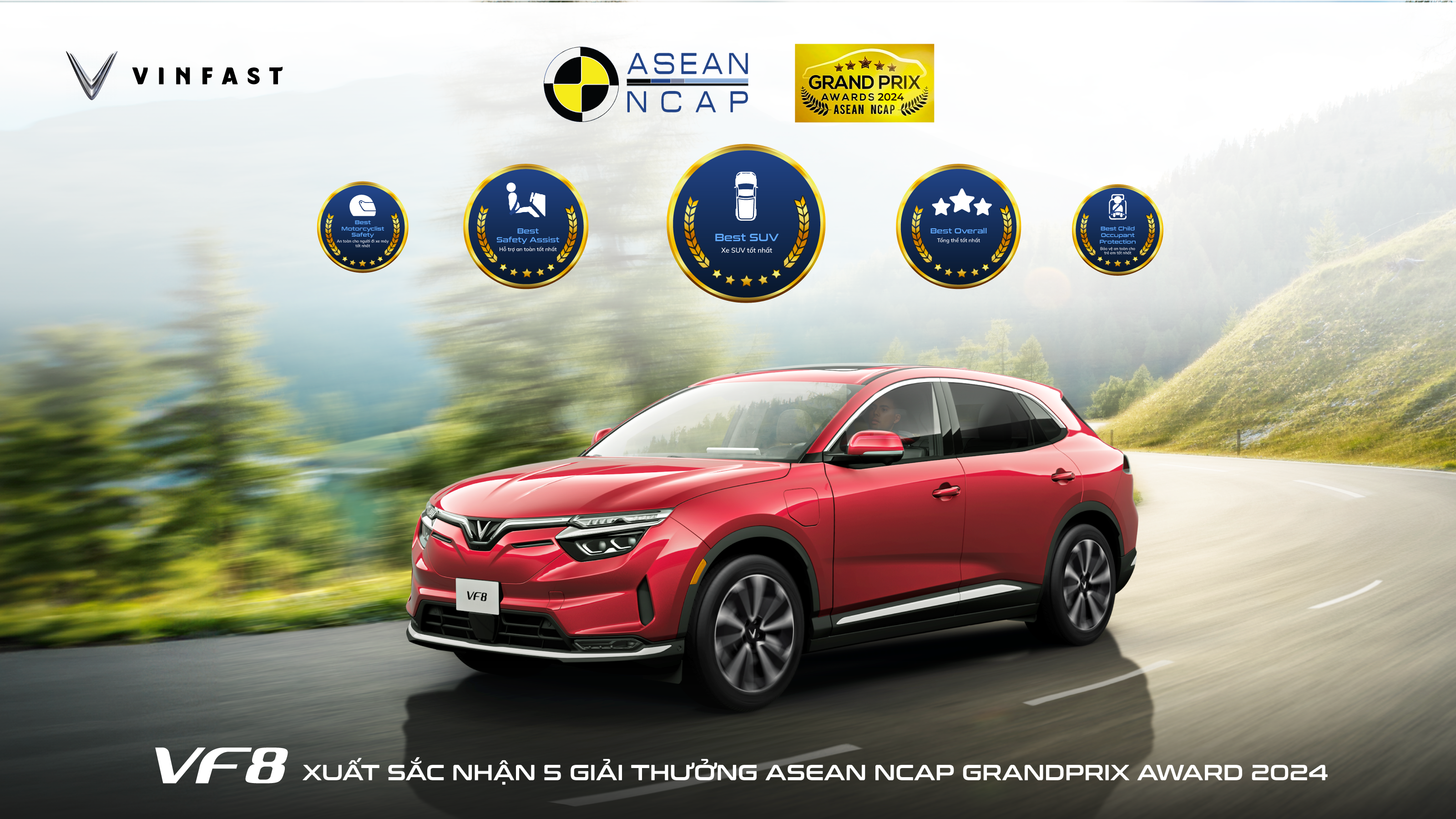 VINFAST VF 8 GIÀNH CHIẾN THẮNG VANG DỘI TẠI LỄ TRAO GIẢI CỦA ASEAN NCAP